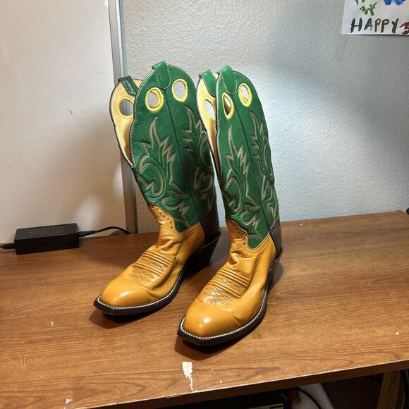 Vintage O\'Sullivan Cowhide Western Cowboy Boots Size 7.5 Brown Ortho Ease Heel main image 5